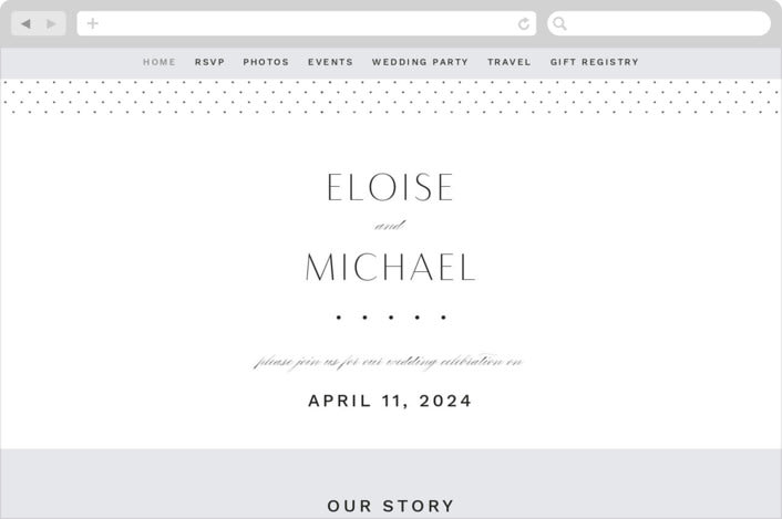 "Of Note" - Wedding Website in Pearl by Olivia Raufman - Desktop Design