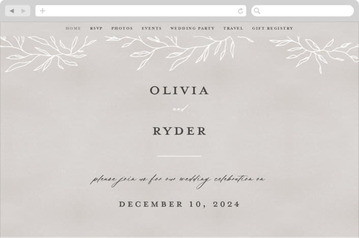 "Abundant Wreath" - Wedding Website in Fog by Pixel and Hank - Desktop Design