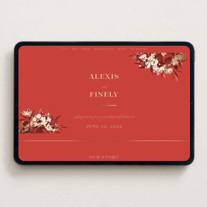 "Happiness" - Wedding Website in Cherry by Shannon Chen of Four Wet Feet Studio - Desktop Design