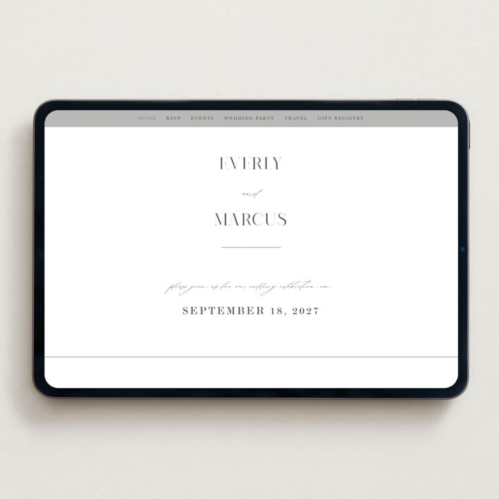 "Everly" - Wedding Website in Snow by Hooray Creative - Desktop Design