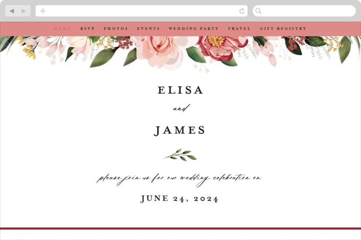 "Blossom" - Wedding Website in Blush by Susan Moyal - Desktop Design