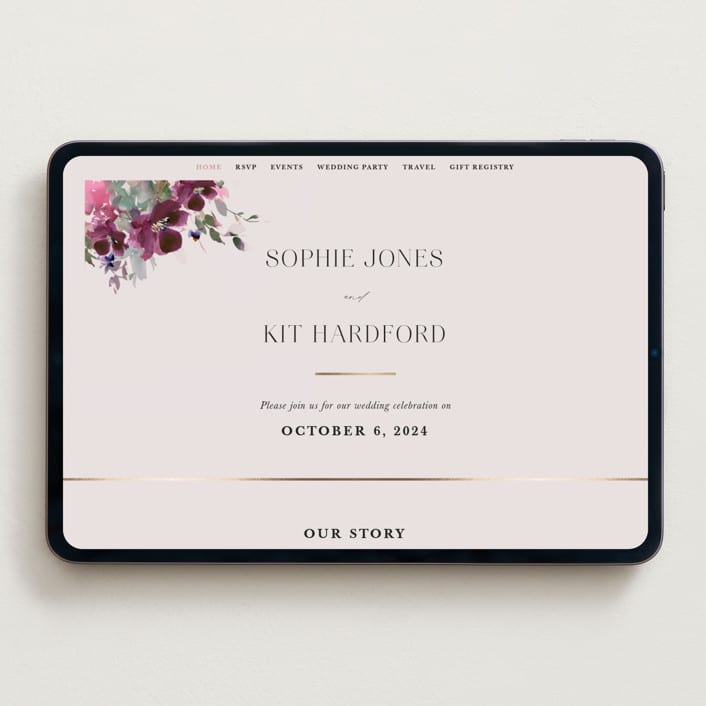 "Fleur" - Wedding Website in Blush by Lori Wemple - Desktop Design