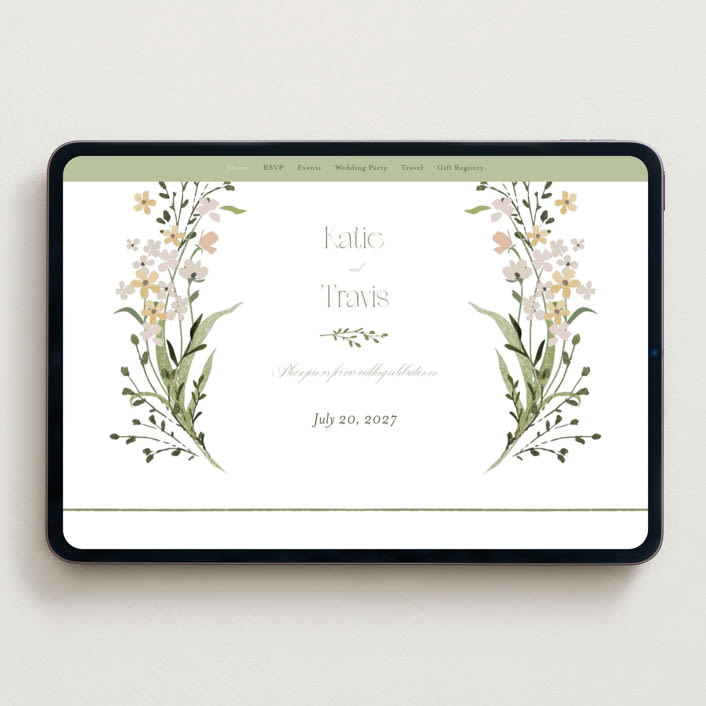 "delicate buds" - Wedding Website in Olive by Jennifer Wick - Desktop Design