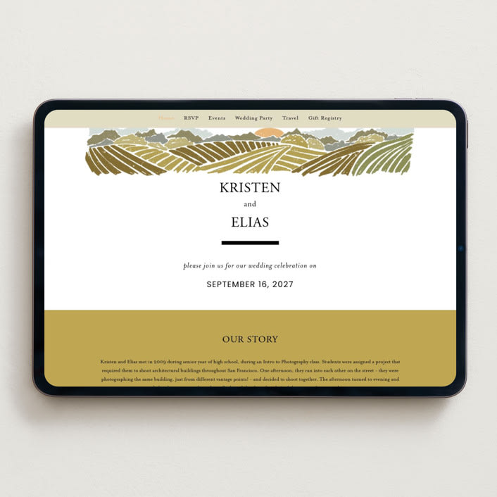 "Valley of the Moon" - Wedding Website in Sage by Shiny Penny Studio - Desktop Design