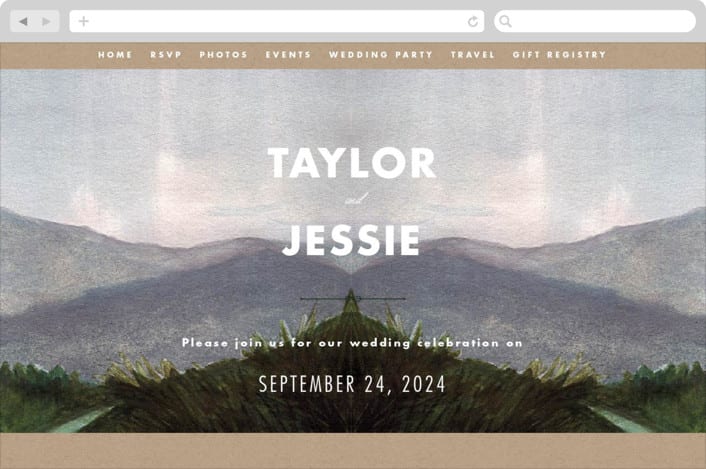 "Adventure Begins" - Wedding Website in Forest by Elly - Desktop Design