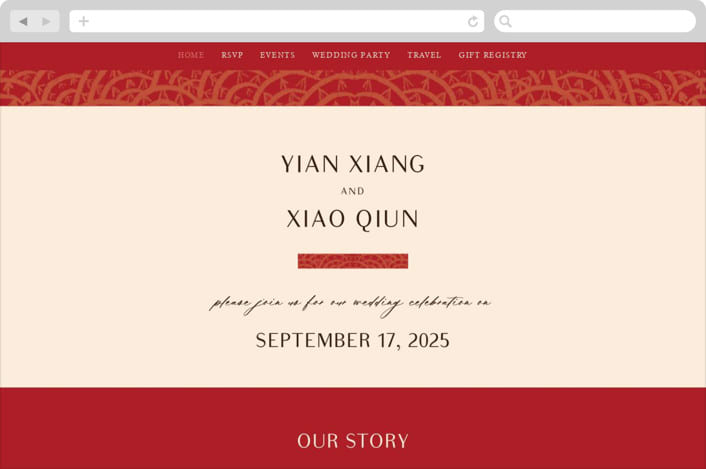 "Mizu Pattern" - Wedding Website in Ruby by Kanika Mathur - Desktop Design