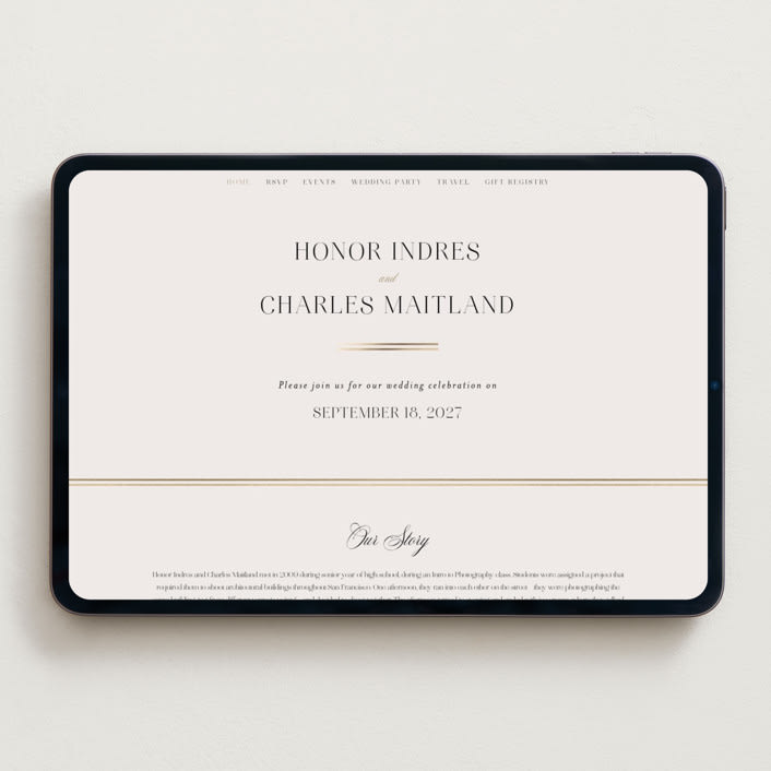 "HONOR" - Wedding Website in Ivory by Melanie Kosuge - Desktop Design