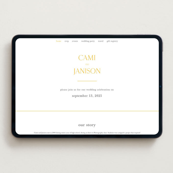"Archway" - Wedding Website in Dandelion by Lori Wemple - Desktop Design