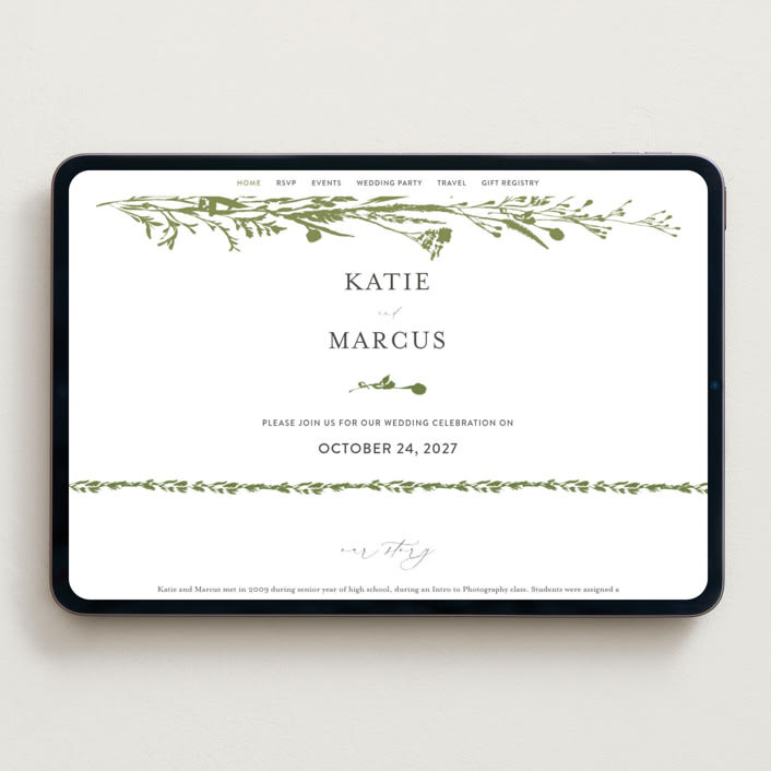 "Gathered" - Wedding Website in Pistachio by Susan Moyal - Desktop Design
