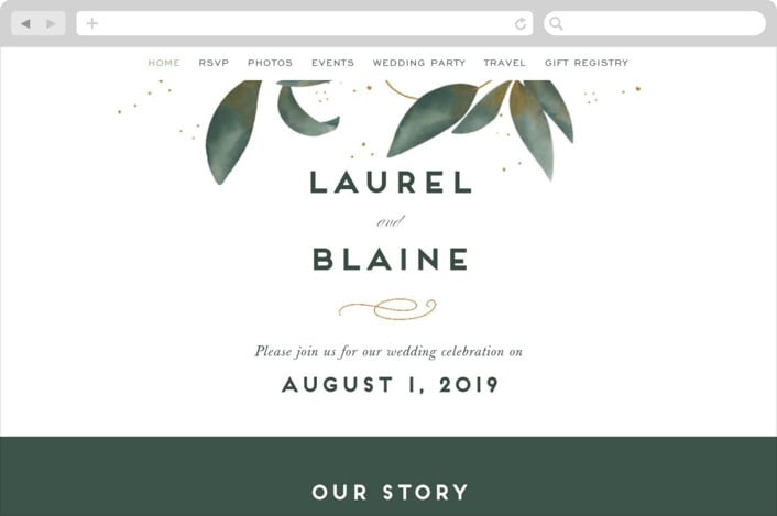 "Love Grows" - Wedding Website in Leaf by Leah Bisch - Desktop Design