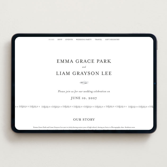 "A Thousand Years" - Wedding Website in Classic White by Design Lotus - Desktop Design