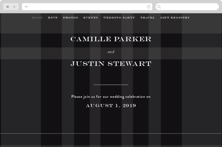 "Wedding Plaid" - Wedding Website in Obsidian by Jill Means - Desktop Design