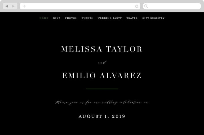 "Heirloom Roses" - Wedding Website in Ebony by Jill Means - Desktop Design