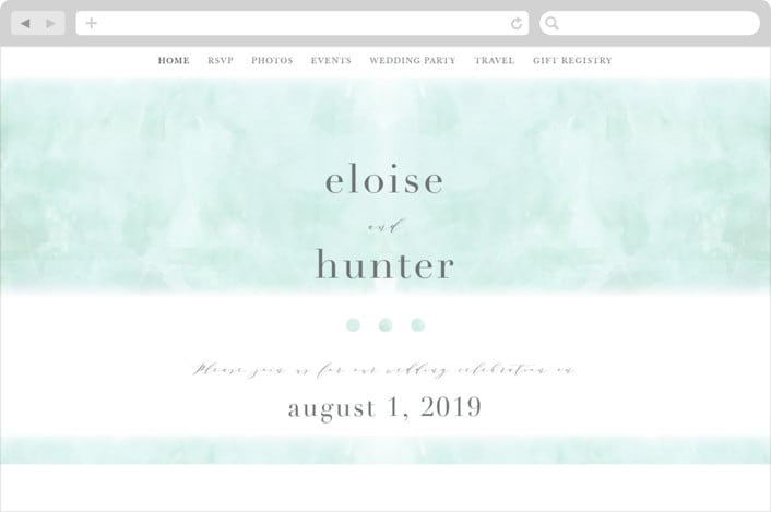 "Caliza" - Wedding Website in Seafoam by Lauren Chism - Desktop Design