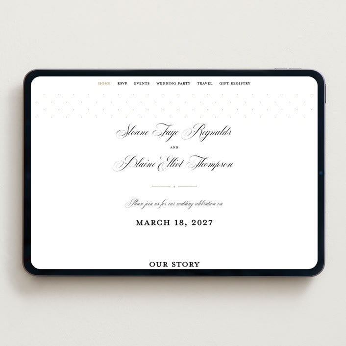 "Scripted Striped" - Wedding Website in Silk by Carolyn MacLaren - Desktop Design