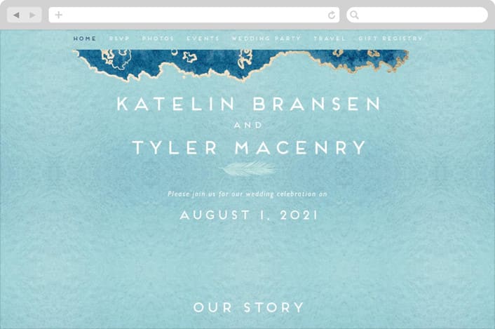 "Sea Crest" - Wedding Website in Turquoise by Kaydi Bishop - Desktop Design