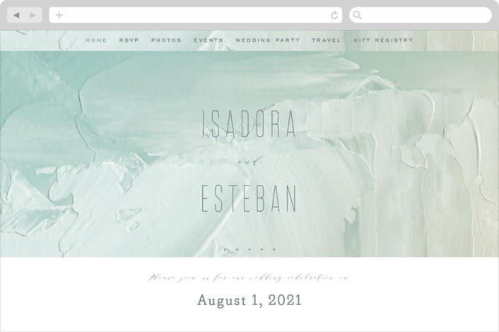 "Painted Sea" - Wedding Website in Seafoam by Hooray Creative - Desktop Design
