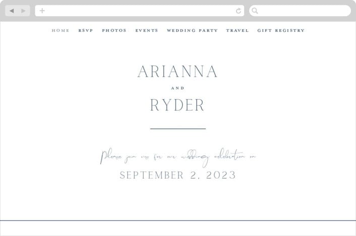 "Refined Tradition" - Wedding Website in Indigo by Stacey Meacham - Desktop Design