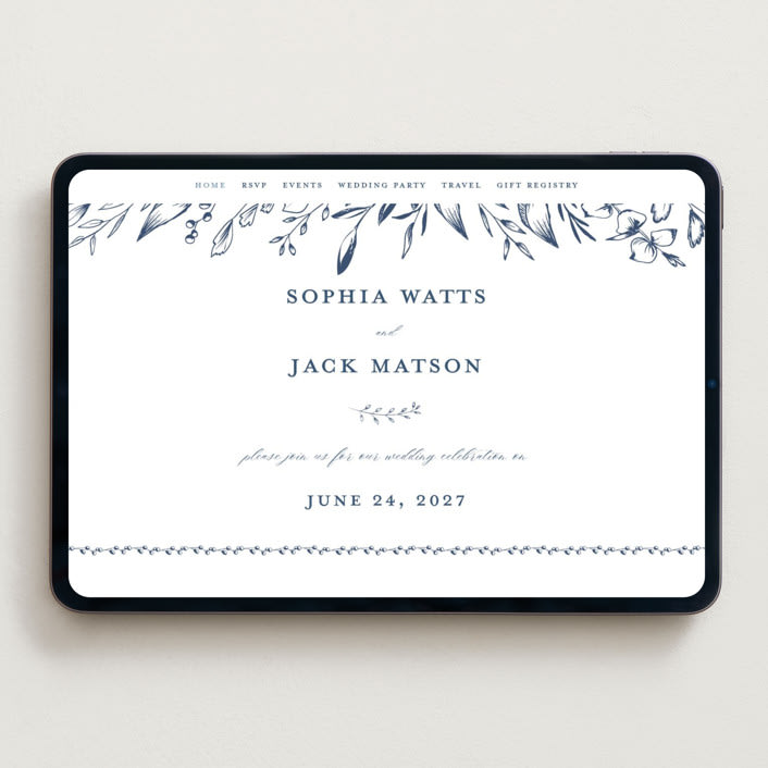 "Everlasting" - Wedding Website in Indigo by Susan Moyal - Desktop Design