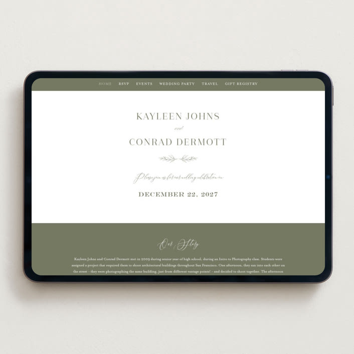 "creme au beurre" - Wedding Website in Moss by chocomocacino - Desktop Design