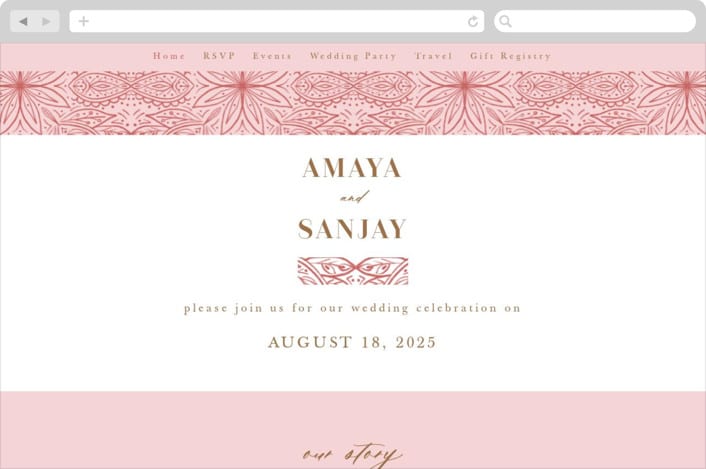 "AMAYA" - Wedding Website in Blush by Kanika Mathur - Desktop Design