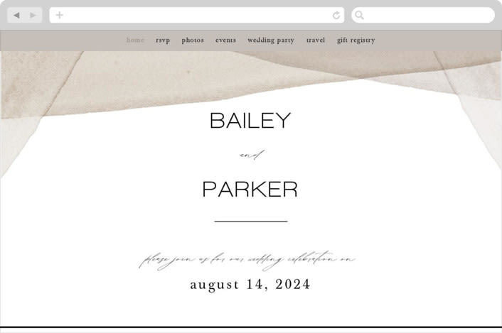 "Gossamer" - Wedding Website in Sandstone by Kate Ahn - Desktop Design