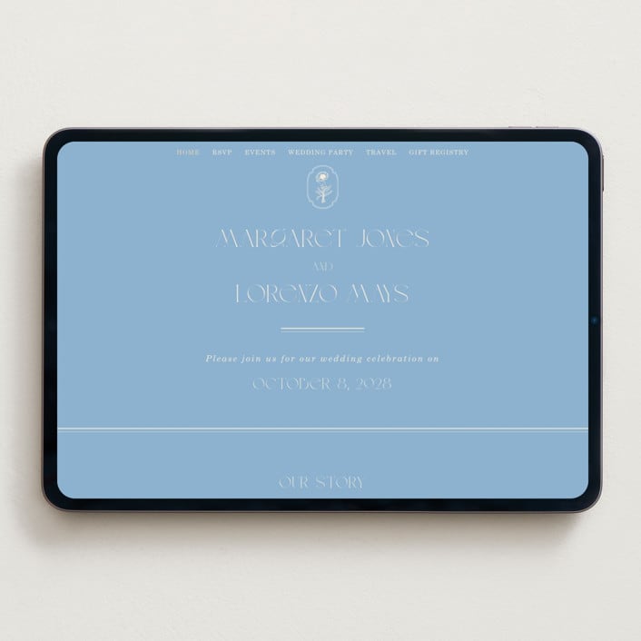 "Flora Arch" - Wedding Website in Cerulean by Baumbirdy - Desktop Design
