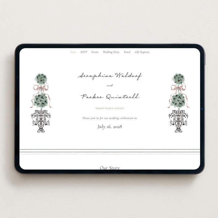 "Hand illustrated Garden Gate" - Wedding Website in Forest by Jackie Crawford - Desktop Design