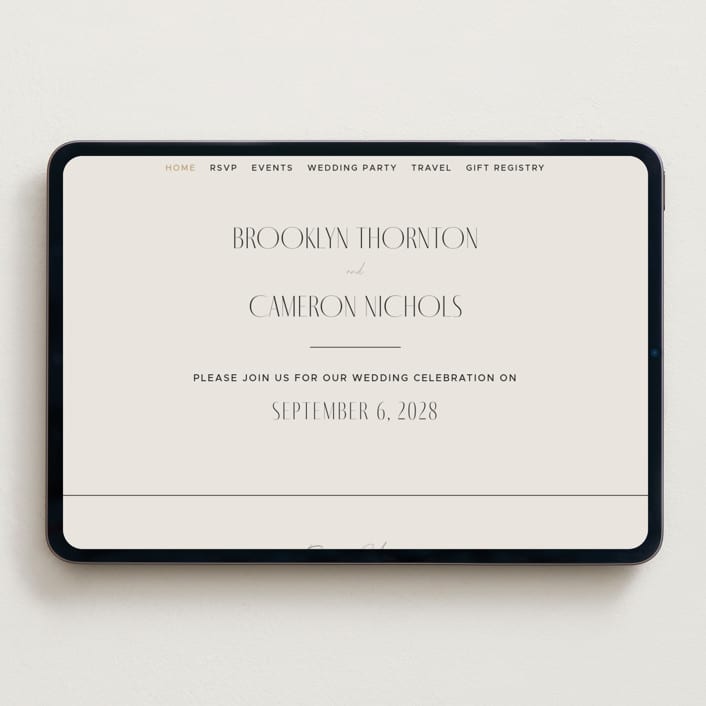 "Arabilla Overlap" - Wedding Website in Linen by Kelly Schmidt - Desktop Design