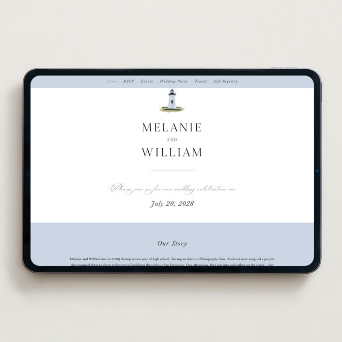 "East Coast Lighthouse" - Wedding Website in Snow by Becky Nimoy - Desktop Design