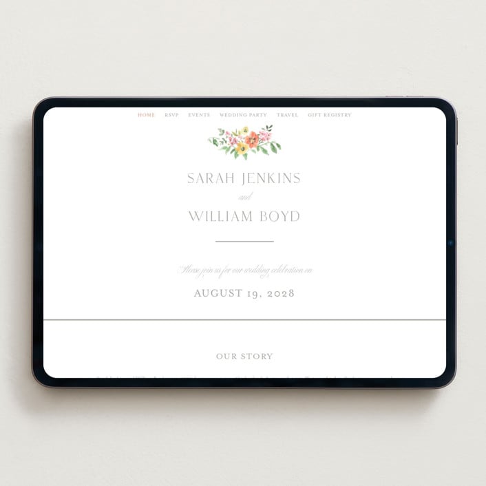 "Chelsea" - Wedding Website in Hibibscus by Everett Paper Goods - Desktop Design