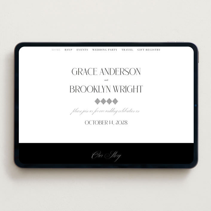 "Grand Scale" - Wedding Website in Caviar by Olivia Raufman - Desktop Design
