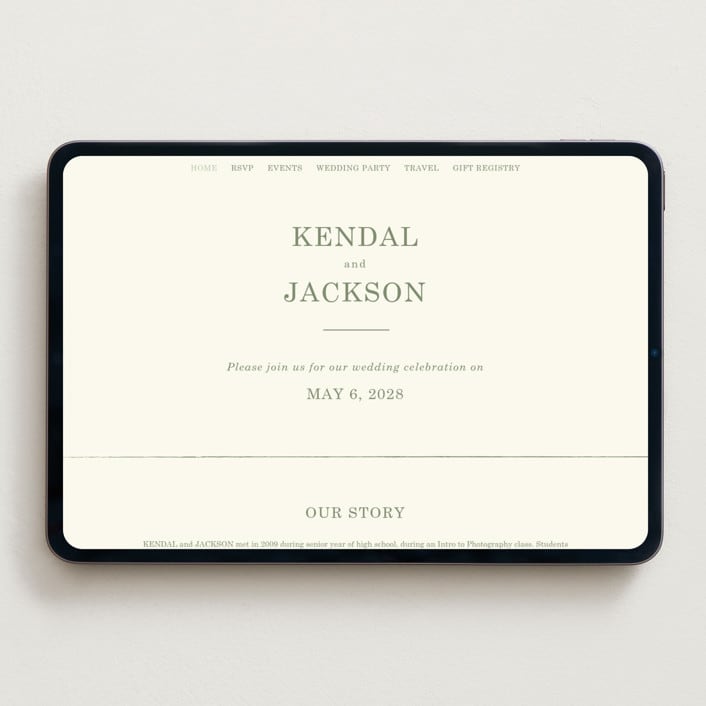 "Framed Floral" - Wedding Website in Mustard by Baumbirdy - Desktop Design