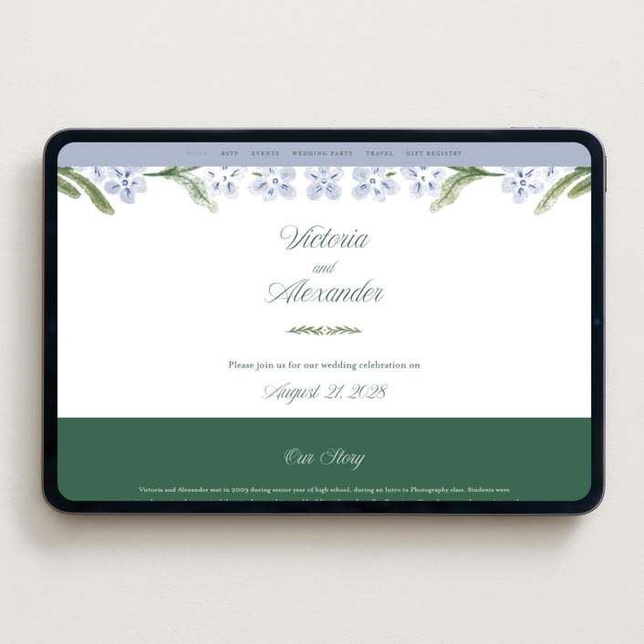 "Vintage Sketched" - Wedding Website in Wisteria by Jenna Holcomb - Desktop Design