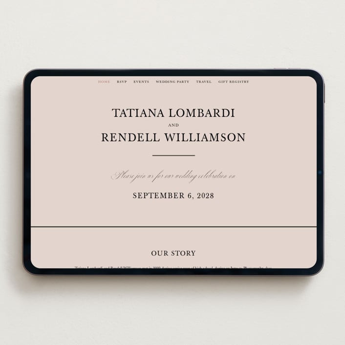 "Arch Monogram" - Wedding Website in Dusty Rose by Kelly Schmidt - Desktop Design