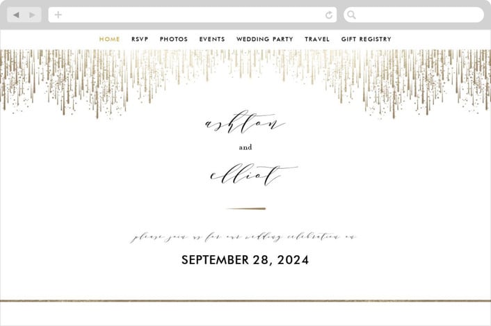 "Sparkle + Shine" - Wedding Website in Gold by Kristie Kern - Desktop Design