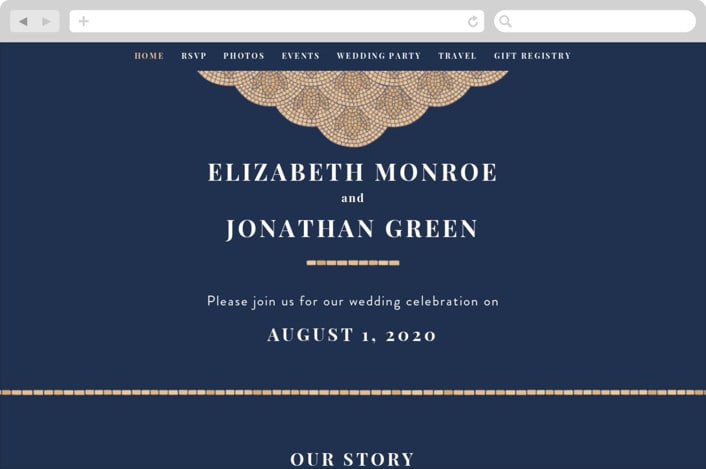 "Mosaic" - Wedding Website in Navy by GeekInk Design - Desktop Design