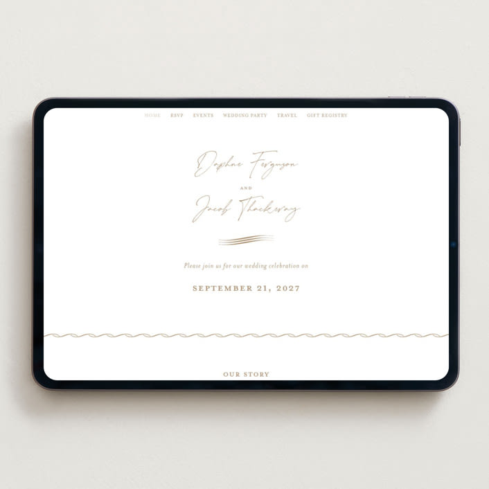"Mille-feuille" - Wedding Website in Matte Gold by chocomocacino - Desktop Design