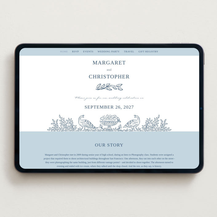 "Whimsical Woodland" - Wedding Website in Indigo by Paper Sun Studio - Desktop Design
