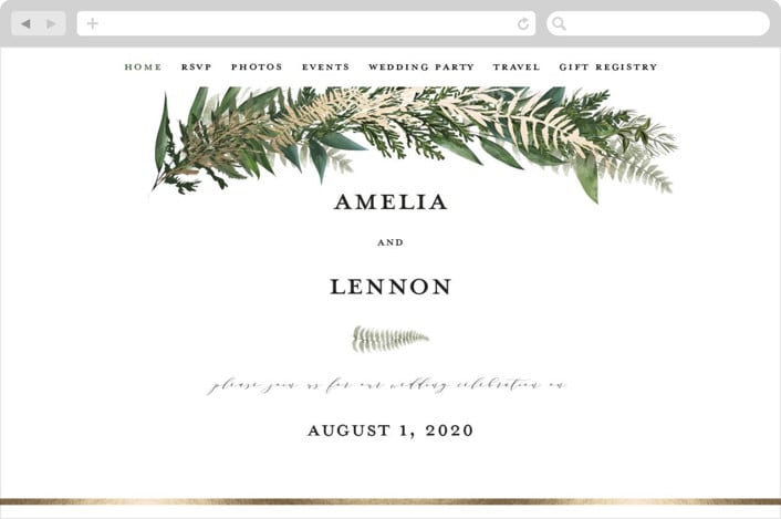 "Fresh Vines" - Wedding Website in Fern by Susan Moyal - Desktop Design