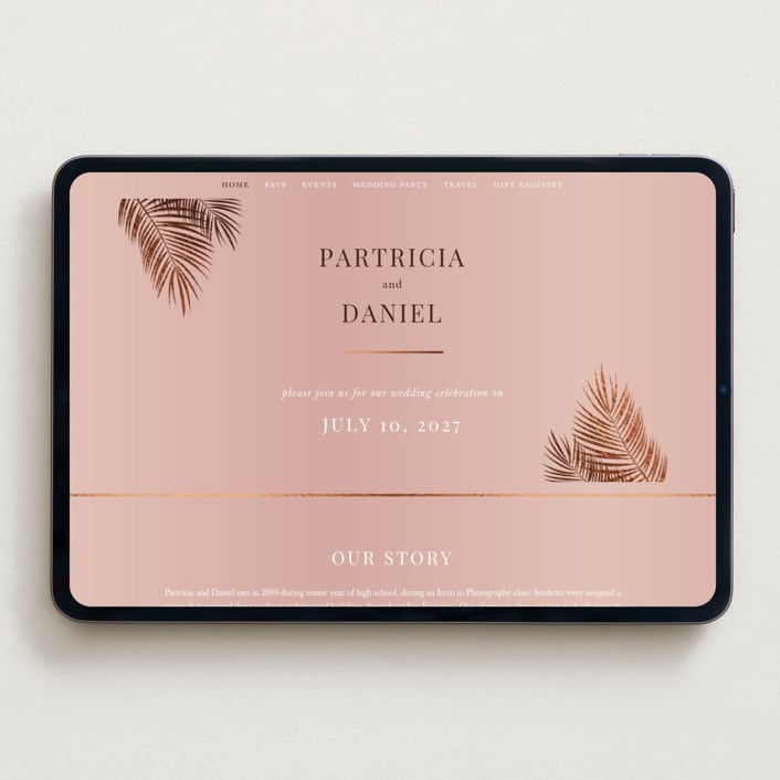 "Sunset by the Sea" - Wedding Website in Coral by lulu and isabelle - Desktop Design