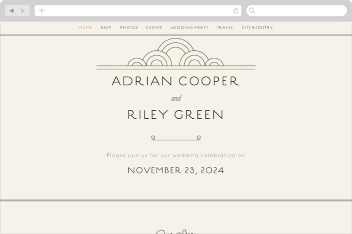 "Deco Nouveau" - Wedding Website in Cream by GeekInk Design - Desktop Design