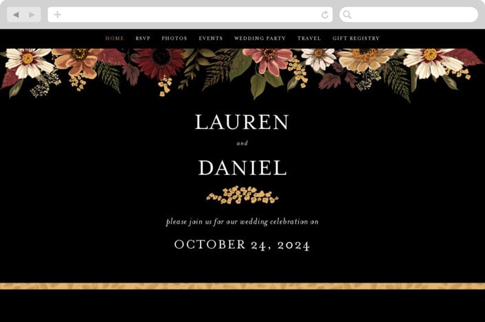 "Falling In Love" - Wedding Website in Harvest by Susan Moyal - Desktop Design