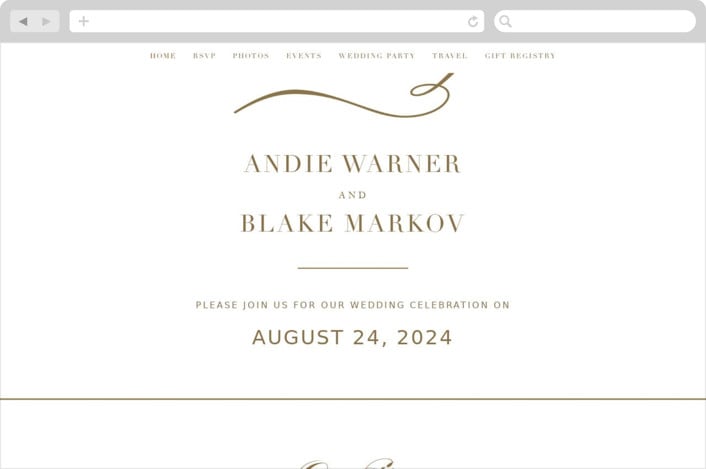 "divine" - Wedding Website in Gilded Gold by Jennifer Postorino - Desktop Design