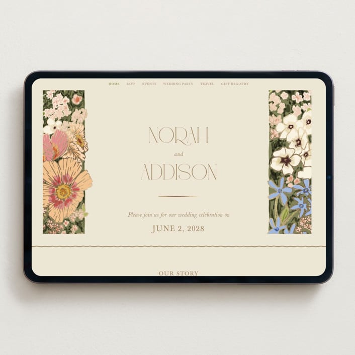 "In The Garden" - Wedding Website in Sherbert by Leah Bisch - Desktop Design