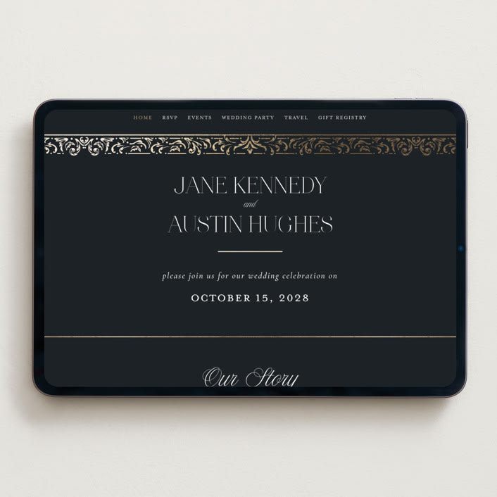 "Regency Grace" - Wedding Website in Onyx by Ana de Sousa - Desktop Design