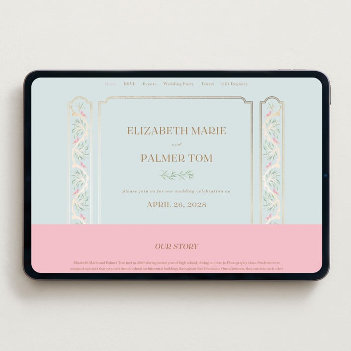 "Castle" - Wedding Website in Hummingbird by Claudia Orengo - Desktop Design