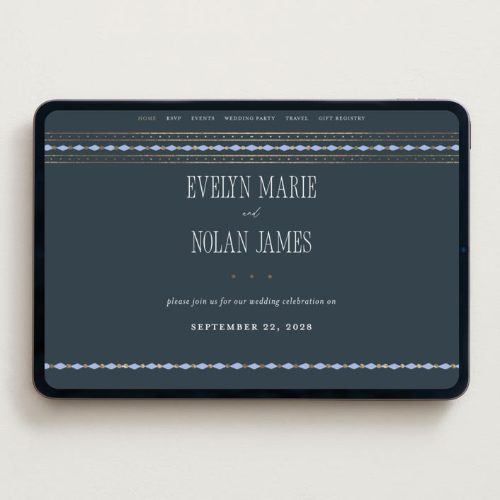 "Sadie" - Wedding Website in Periwinkle by Erin German - Desktop Design