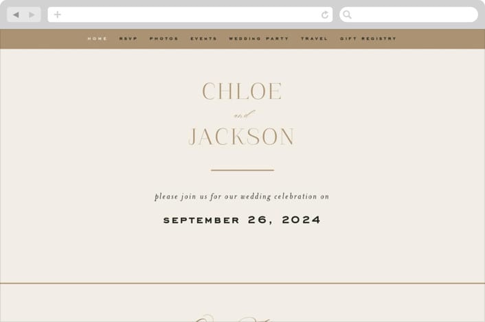 "Left Stack" - Wedding Website in Vanilla by Alethea and Ruth - Desktop Design