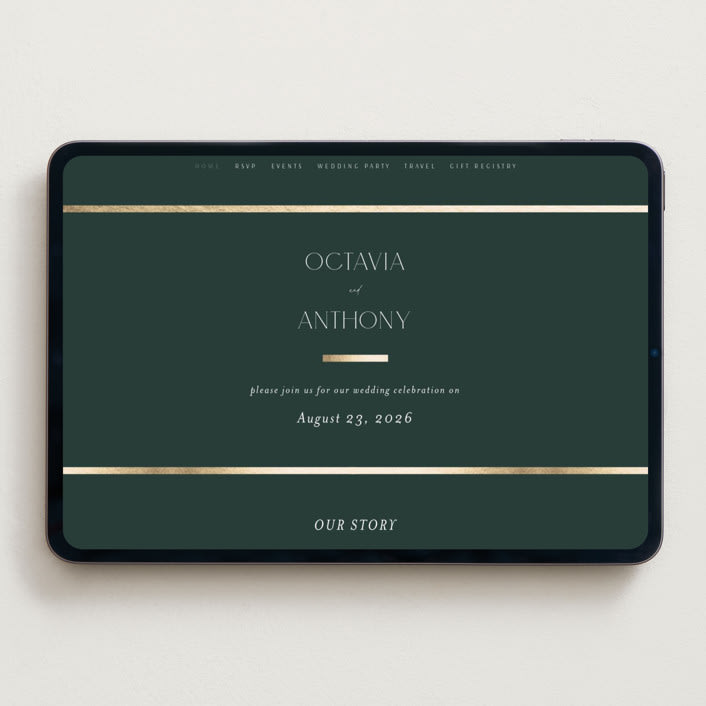 "Regal" - Wedding Website in Evergreen by Nicole Walsh - Desktop Design
